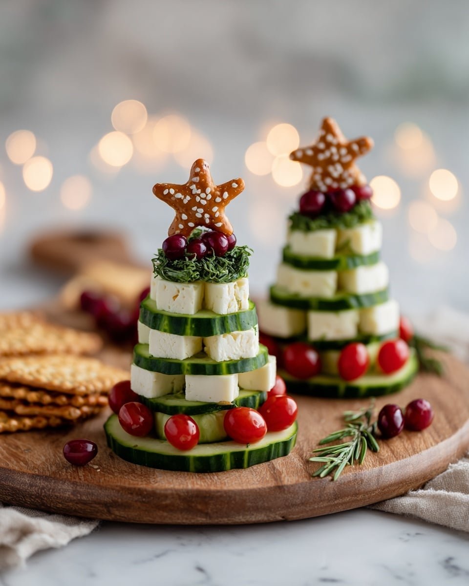 Cheese Christmas Trees Recipe - Recipe Image — Cheese Christmas Trees, festive cheese appetizer, holiday cheese snacks, easy holiday cheese platter, party-worthy cheese decorations