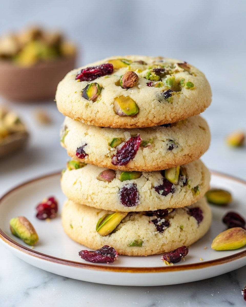 Cranberry Pistachio Shortbread Cookies Recipe - Recipe Image — Cranberry Pistachio Shortbread Cookies, holiday shortbread cookies with cranberries and pistachios, easy festive shortbread recipe, buttery cranberry cookies, nutty Christmas cookies