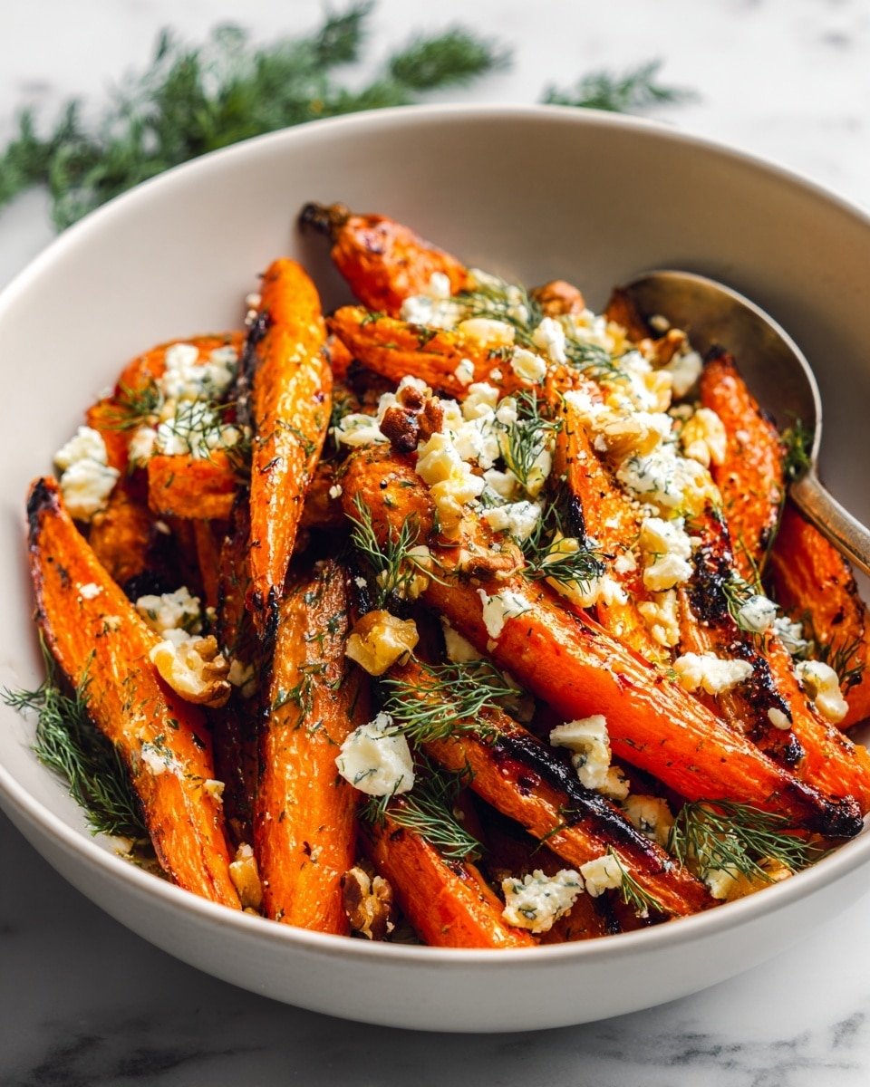 Honey Roasted Carrots with Feta and Dill Recipe - Recipe Image — Honey Roasted Carrots with Feta and Dill, roasted carrot side dish, honey glazed carrots, vegetarian vegetable side, easy carrot recipes