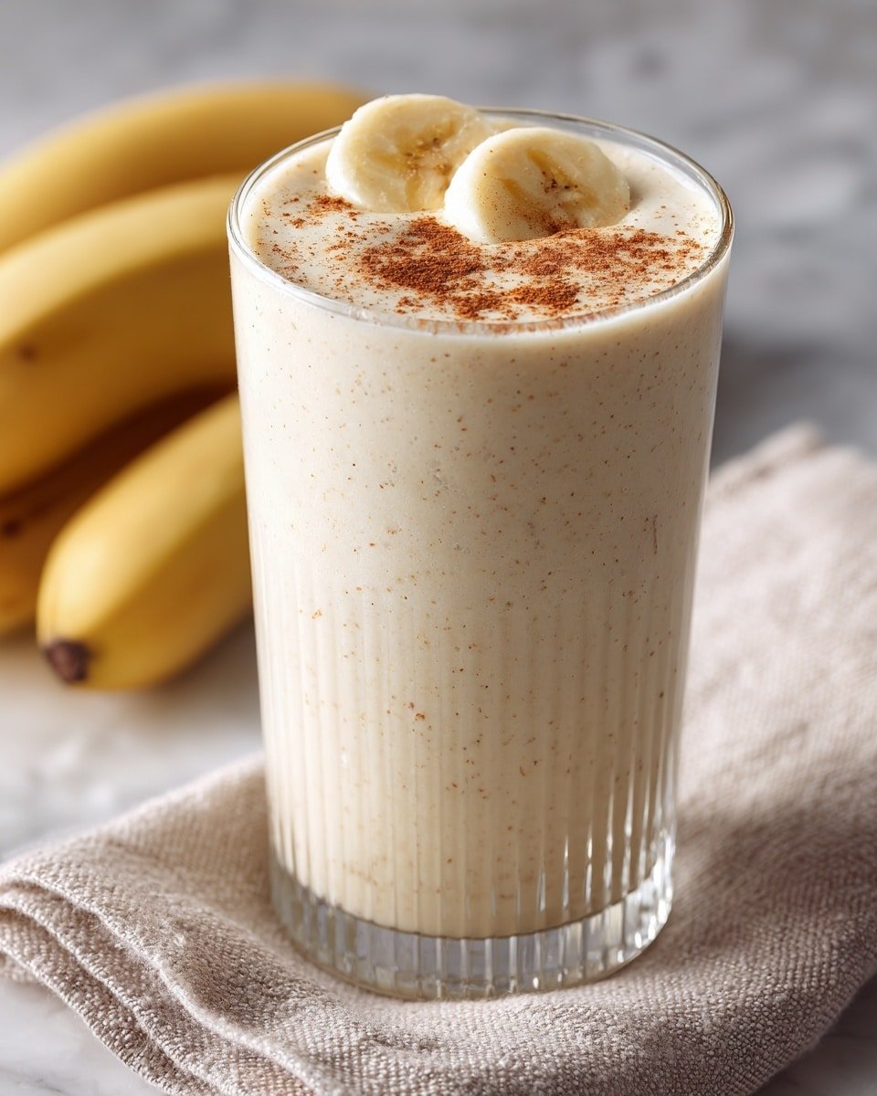 Vanilla Cinnamon Banana Smoothie Recipe - Recipe Image — Vanilla Cinnamon Banana Smoothie, healthy banana smoothie, easy breakfast smoothies, creamy fruit smoothies, plant-based smoothie recipes