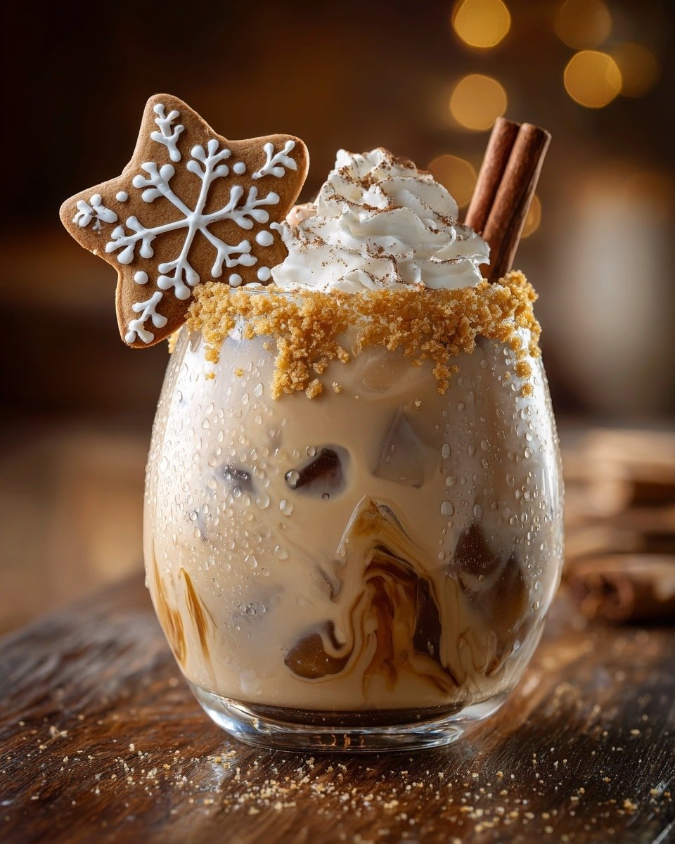 Gingerbread White Russian Recipe - Recipe Image — Gingerbread White Russian, holiday cocktails, festive drinks, creamy gingerbread cocktail, coffee liqueur drinks