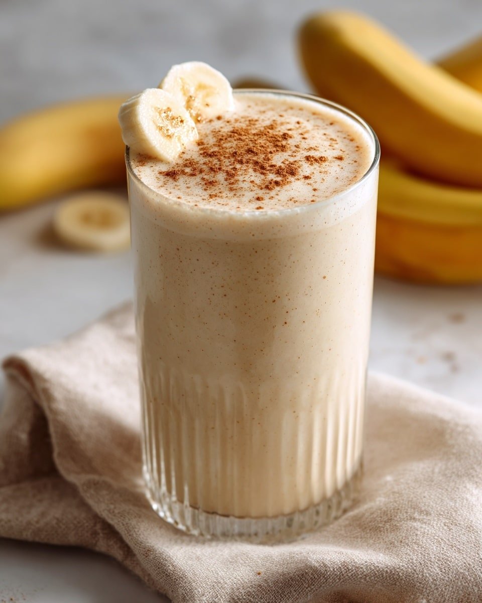 Vanilla Cinnamon Banana Smoothie Recipe - Recipe Image — Vanilla Cinnamon Banana Smoothie, healthy banana smoothie, easy breakfast smoothies, creamy fruit smoothies, plant-based smoothie recipes