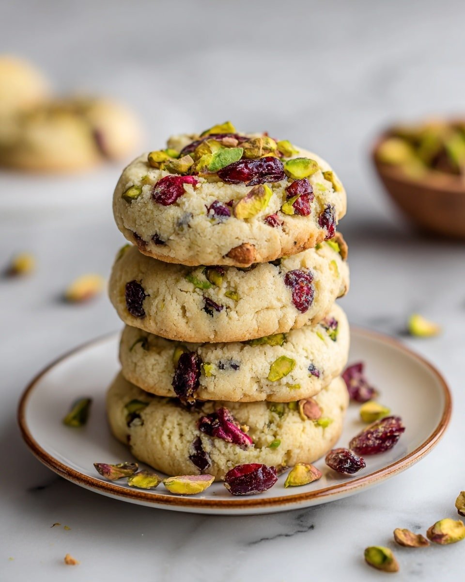 Cranberry Pistachio Shortbread Cookies Recipe - Recipe Image — Cranberry Pistachio Shortbread Cookies, holiday shortbread cookies with cranberries and pistachios, easy festive shortbread recipe, buttery cranberry cookies, nutty Christmas cookies