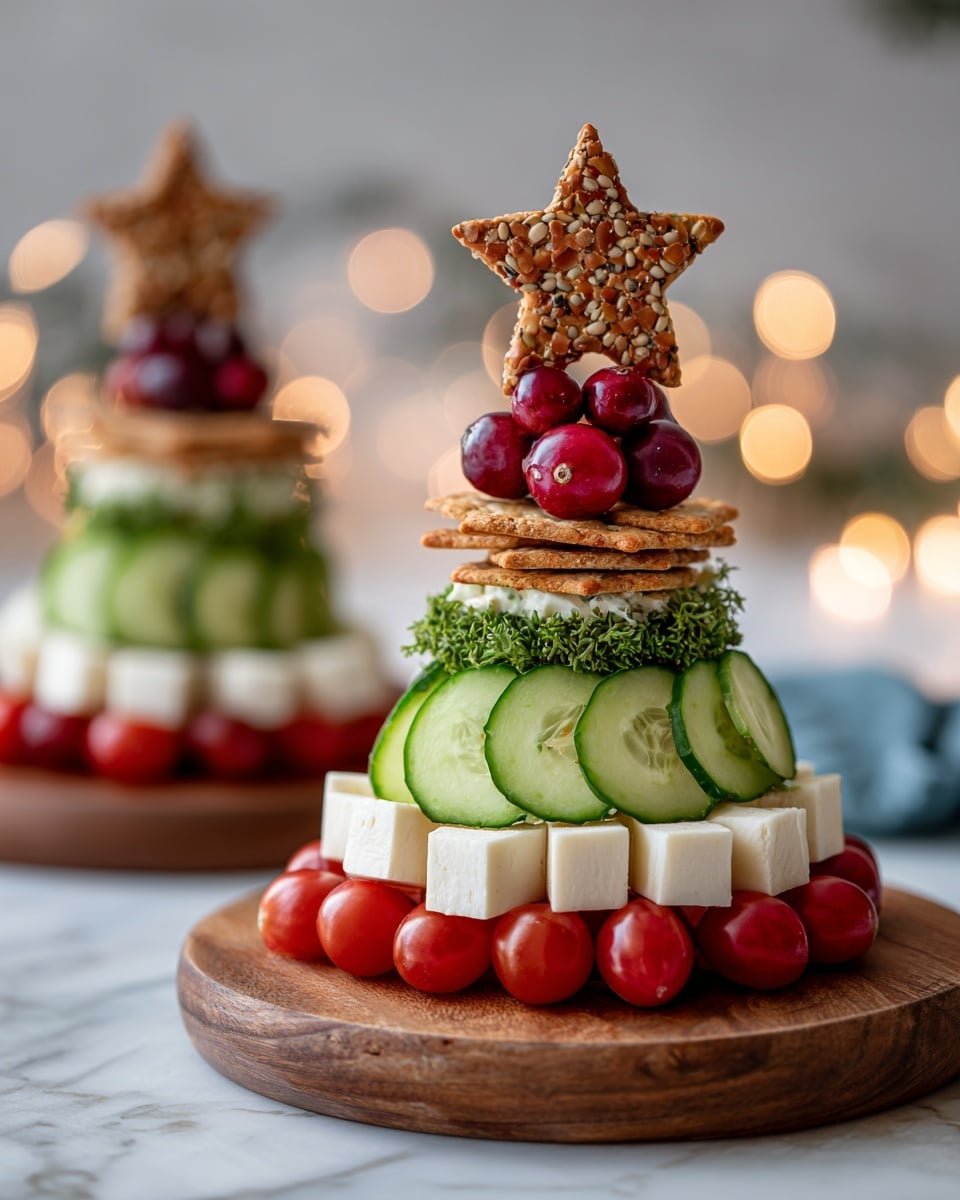 Cheese Christmas Trees Recipe - Recipe Image — Cheese Christmas Trees, festive cheese appetizer, holiday cheese snacks, easy holiday cheese platter, party-worthy cheese decorations