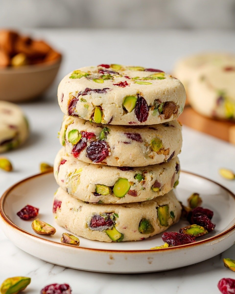 Cranberry Pistachio Shortbread Cookies Recipe - Recipe Image — Cranberry Pistachio Shortbread Cookies, holiday shortbread cookies with cranberries and pistachios, easy festive shortbread recipe, buttery cranberry cookies, nutty Christmas cookies