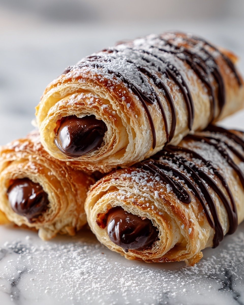 Triple Chocolate Puff Pastry Twists Recipe - Recipe Image — Triple Chocolate Puff Pastry Twists, chocolate puff pastry snacks, easy chocolate desserts, flaky puff pastry recipes, sweet chocolate twists